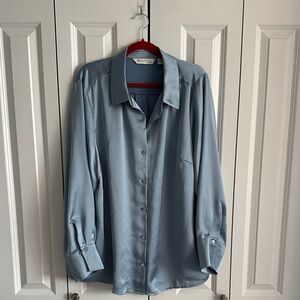 Elegant Blue Satin Blouse